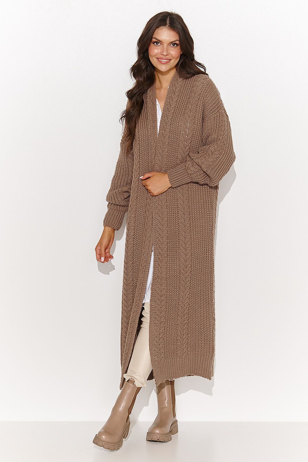 beige cardigan for women, airy & contemporary, numinou fashion