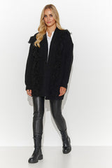 black cardigan for women, soft & cozy, makadamia fashion