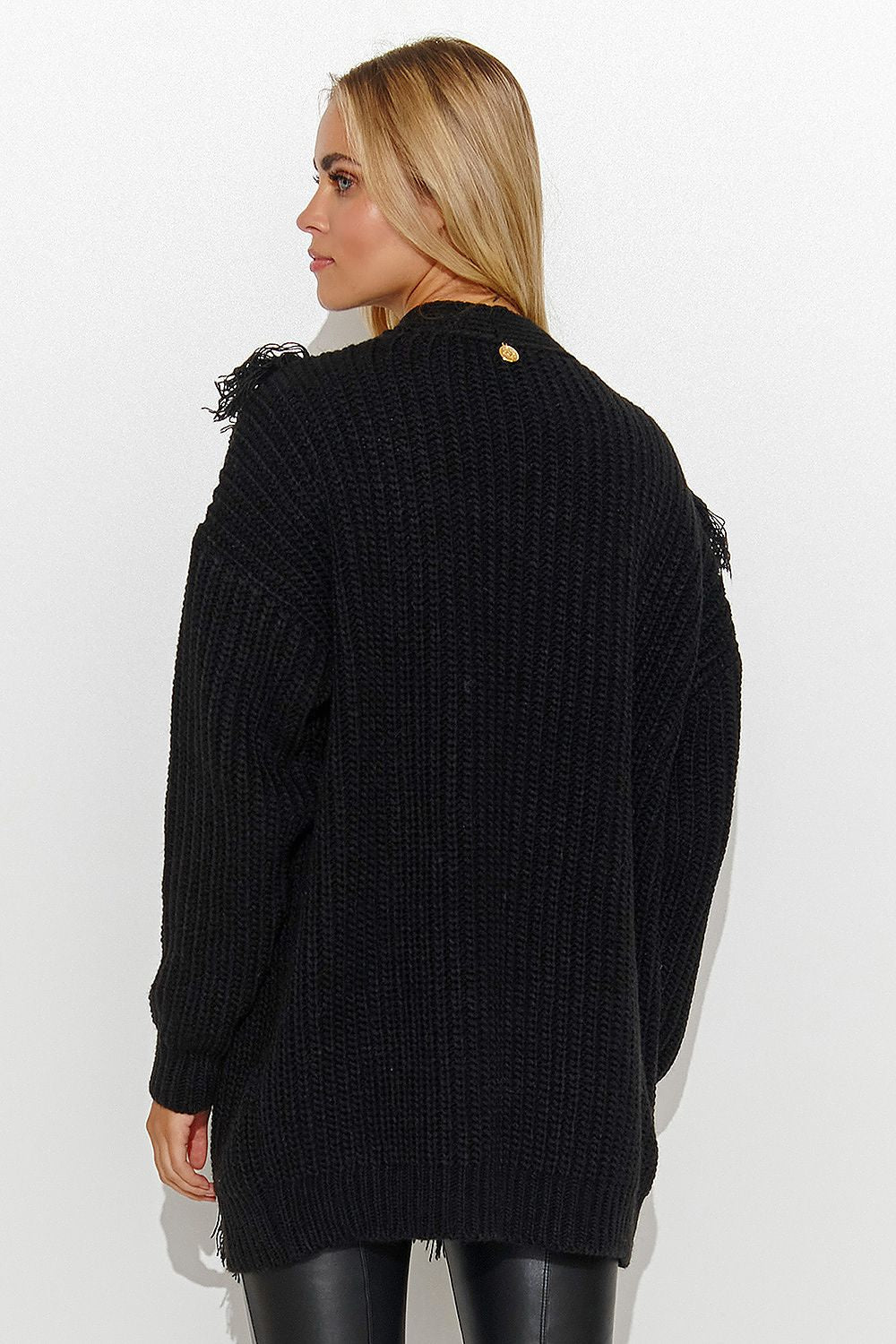 black cardigan for women, soft & cozy, makadamia fashion