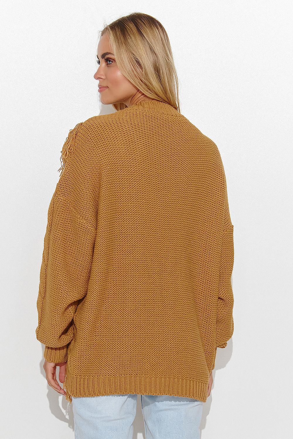 beige jumper for women, comfy & shimmering, makadamia fashion