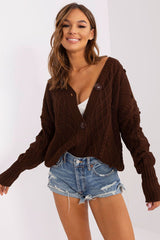 brown cardigan for women, sophisticated & comfy, badu fashion