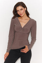 brown blouse for women, soft & bright, numinou fashion