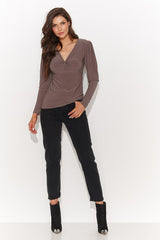 brown blouse for women, soft & bright, numinou fashion