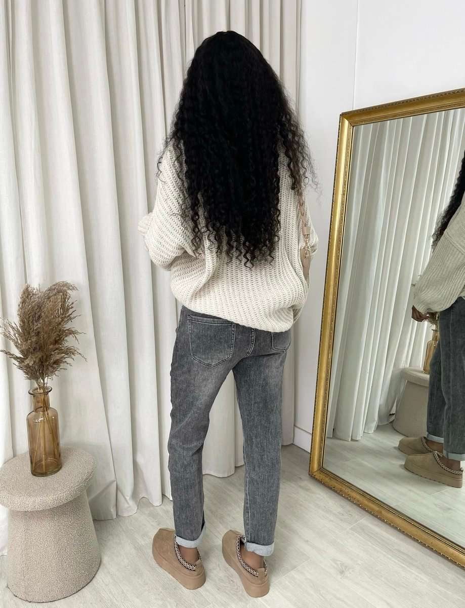 grey high waisted acid wash jeans for women, casual & graceful, moda fashion