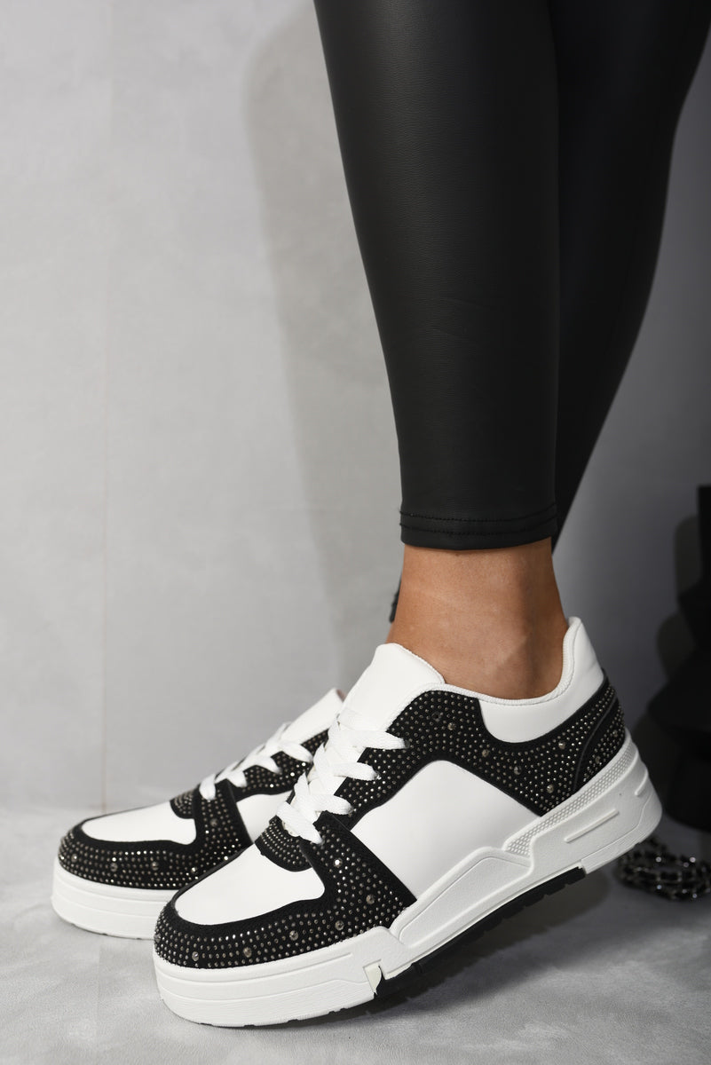 black sparkly crystal embellished trainers for women, lightweight & graceful, moda fashion