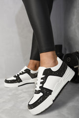 black sparkly crystal embellished trainers for women, lightweight & graceful, moda fashion